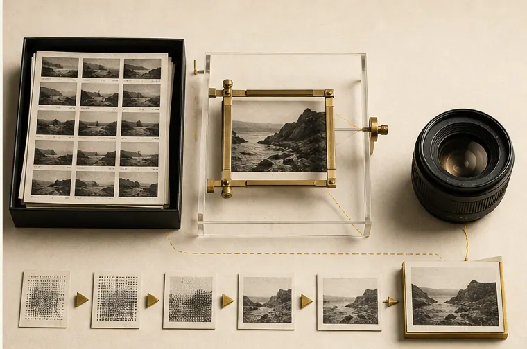 A visual search archive showing selection, crop and discovery